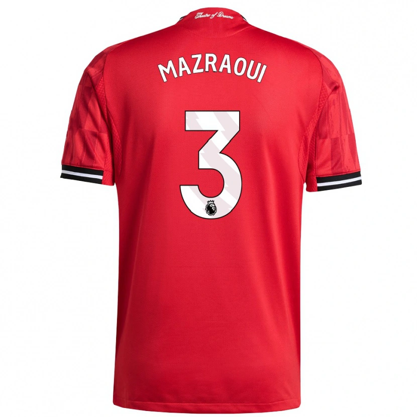 Danxen Mujer Camiseta Noussair Mazraoui #3 Rojo Negro Blanco 1ª Equipación 2025/26 La Camisa