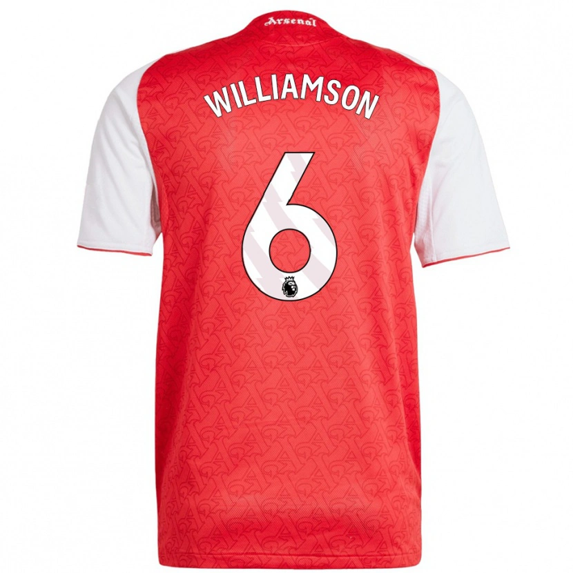 Danxen Mujer Camiseta Leah Williamson #6 Rojo Blanco 1ª Equipación 2025/26 La Camisa