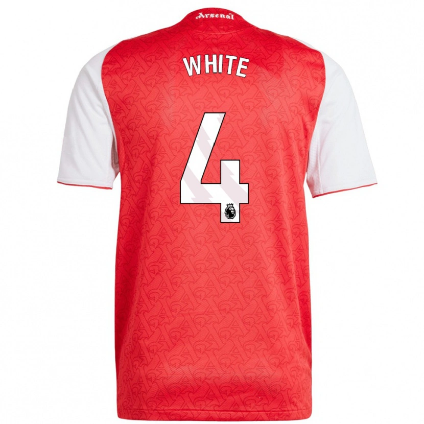 Danxen Mujer Camiseta Ben White #4 Rojo Blanco 1ª Equipación 2025/26 La Camisa