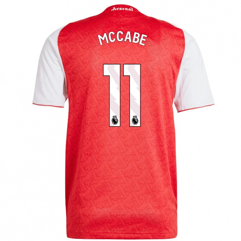 Danxen Mujer Camiseta Katie Mccabe #11 Rojo Blanco 1ª Equipación 2025/26 La Camisa
