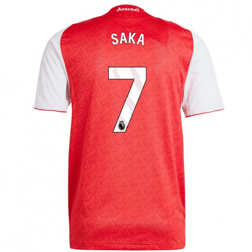 Danxen Mujer Camiseta Bukayo Saka #7 Rojo Blanco 1ª Equipación 2025/26 La Camisa