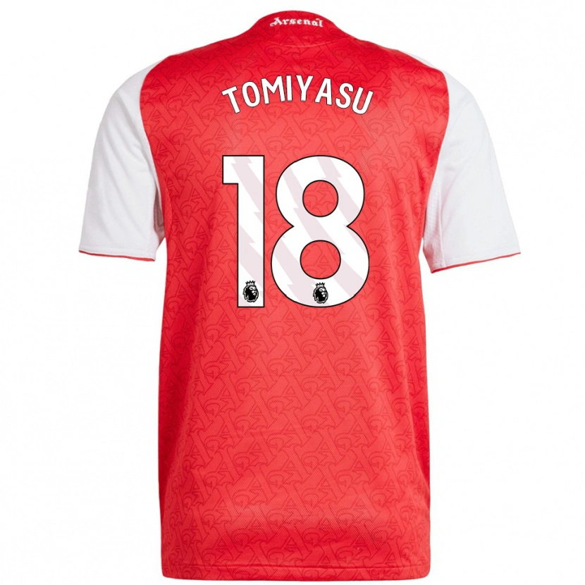 Danxen Mujer Camiseta Takehiro Tomiyasu #18 Rojo Blanco 1ª Equipación 2025/26 La Camisa