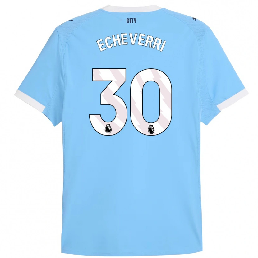 Danxen Mujer Camiseta Claudio Echeverri #30 Celeste Blanco 1ª Equipación 2025/26 La Camisa