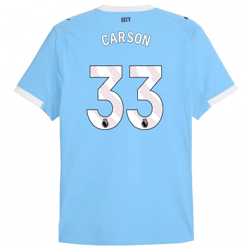 Danxen Mujer Camiseta Scott Carson #33 Celeste Blanco 1ª Equipación 2025/26 La Camisa