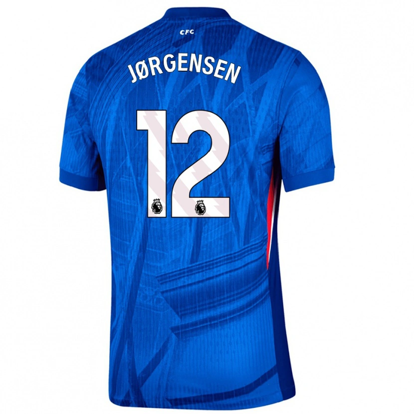 Danxen Mujer Camiseta Filip Jørgensen #12 Azul Blanco 1ª Equipación 2025/26 La Camisa