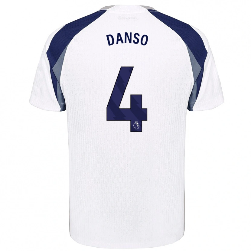 Danxen Mujer Camiseta Kevin Danso #4 Blanco Marino 1ª Equipación 2025/26 La Camisa