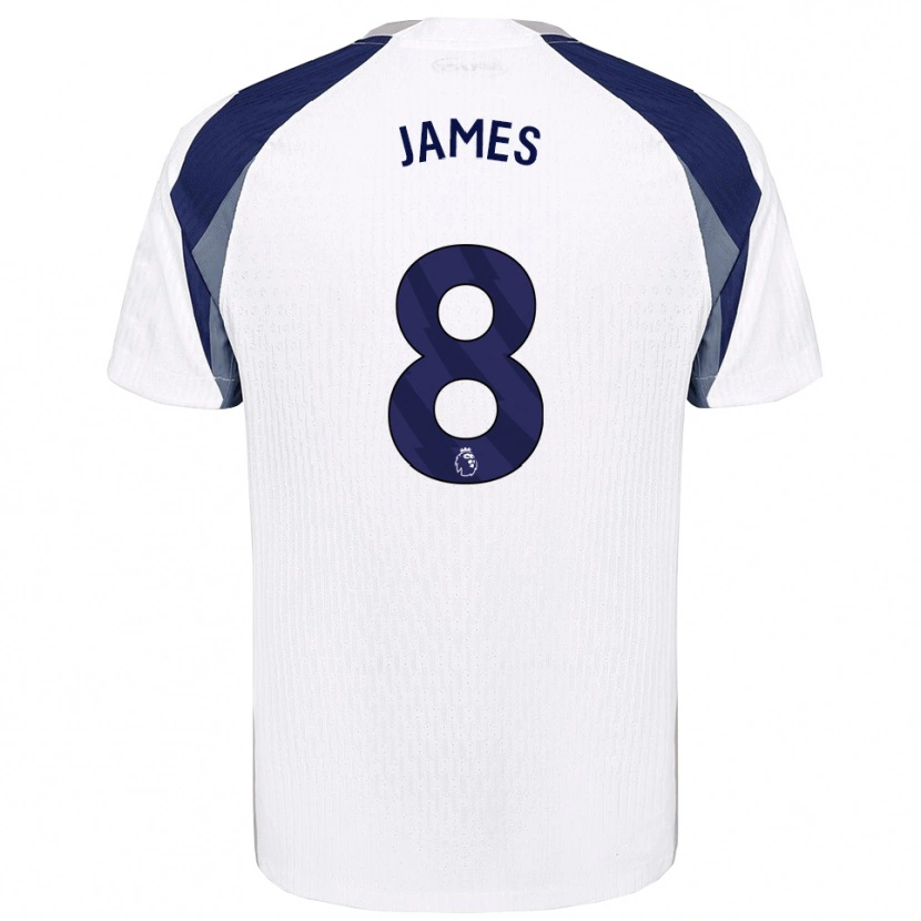 Danxen Mujer Camiseta Angharad James #8 Blanco Marino 1ª Equipación 2025/26 La Camisa
