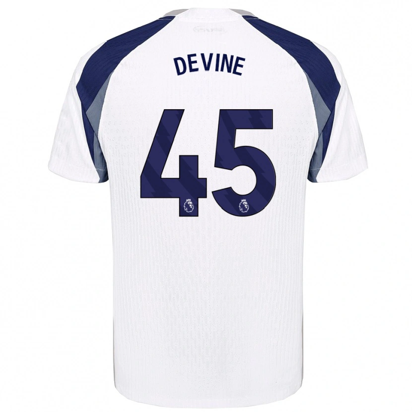 Danxen Mujer Camiseta Alfie Devine #45 Blanco Marino 1ª Equipación 2025/26 La Camisa