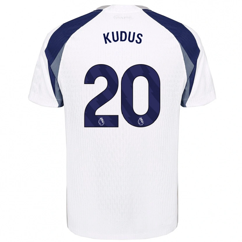 Danxen Mujer Camiseta Mohammed Kudus #20 Blanco Marino 1ª Equipación 2025/26 La Camisa