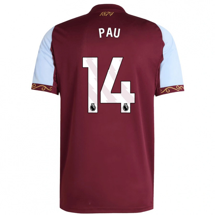 Danxen Mujer Camiseta Pau Torres #14 Borgoña Celeste 1ª Equipación 2025/26 La Camisa