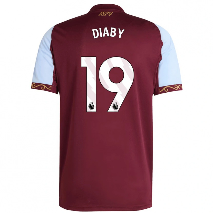 Danxen Mujer Camiseta Moussa Diaby #19 Borgoña Celeste 1ª Equipación 2025/26 La Camisa
