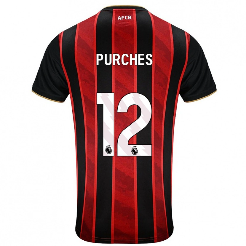 Danxen Mujer Camiseta Ben Purches #12 Rojo Negro 1ª Equipación 2025/26 La Camisa
