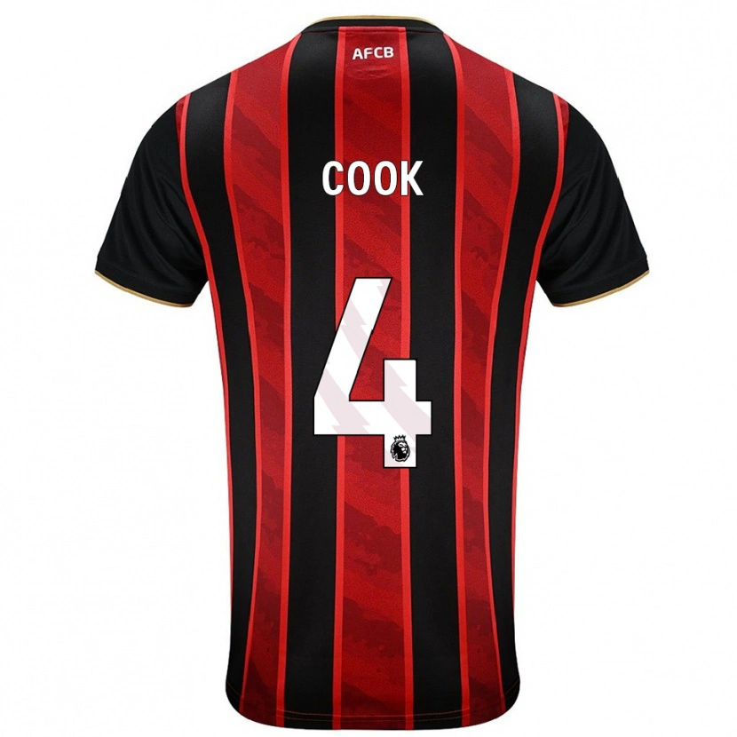 Danxen Mujer Camiseta Lewis Cook #4 Rojo Negro 1ª Equipación 2025/26 La Camisa