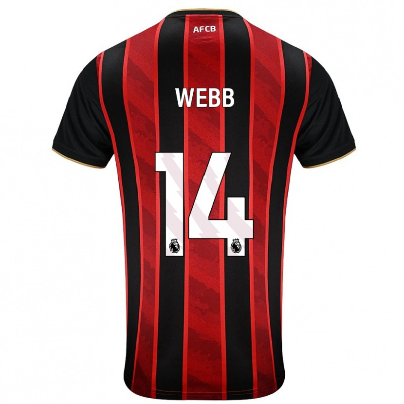 Danxen Mujer Camiseta Harry Webb #14 Rojo Negro 1ª Equipación 2025/26 La Camisa