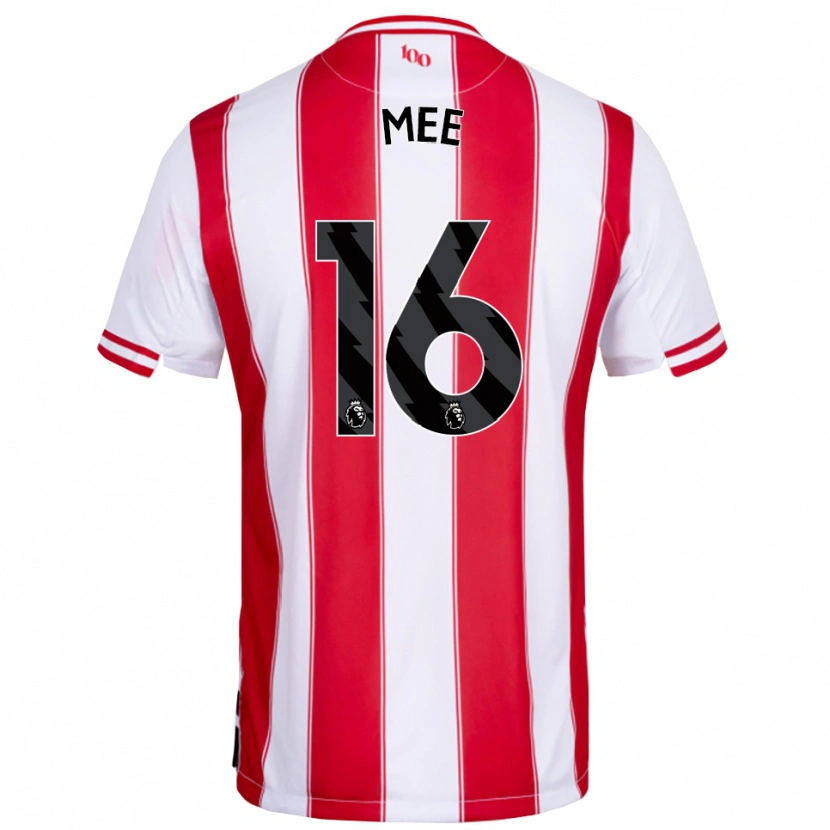Danxen Mujer Camiseta Ben Mee #16 Rojo Blanco 1ª Equipación 2025/26 La Camisa