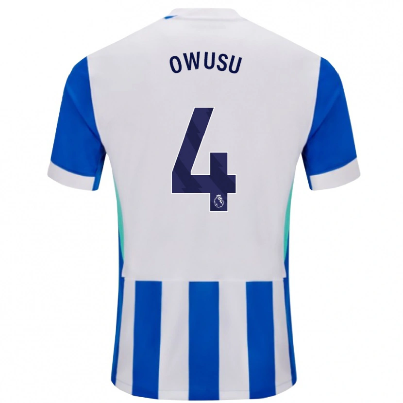 Danxen Mujer Camiseta Yussif Owusu #4 Azul Blanco 1ª Equipación 2025/26 La Camisa