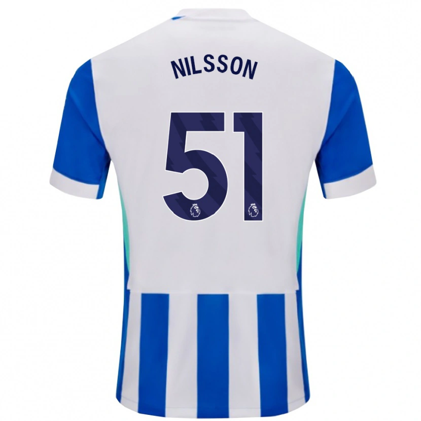 Danxen Mujer Camiseta Casper Nilsson #51 Azul Blanco 1ª Equipación 2025/26 La Camisa