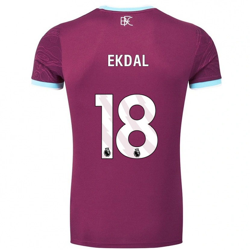 Danxen Mujer Camiseta Hjalmar Ekdal #18 Borgoña Celeste 1ª Equipación 2025/26 La Camisa