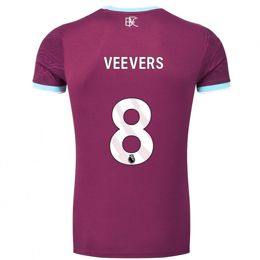 Danxen Mujer Camiseta Charlie Veevers #8 Borgoña Celeste 1ª Equipación 2025/26 La Camisa