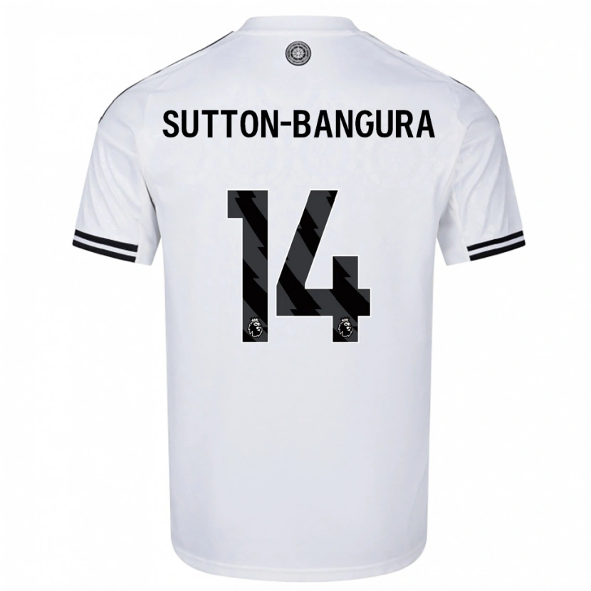 Danxen Mujer Camiseta William Sutton-Bangura #14 Blanco Negro 1ª Equipación 2025/26 La Camisa