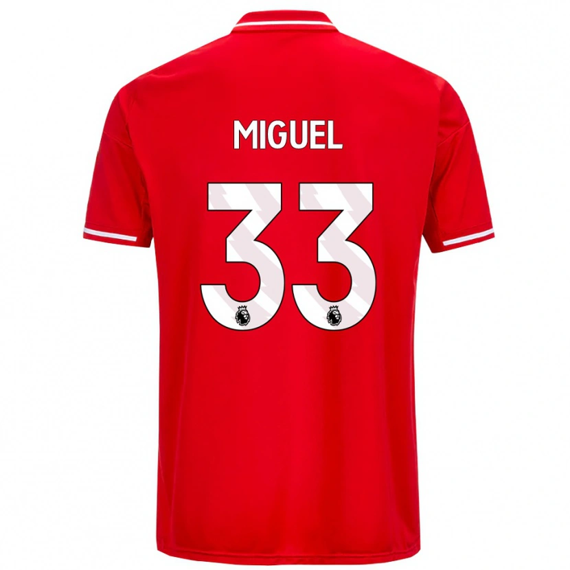 Danxen Mujer Camiseta Carlos Miguel #33 Rojo Blanco 1ª Equipación 2025/26 La Camisa