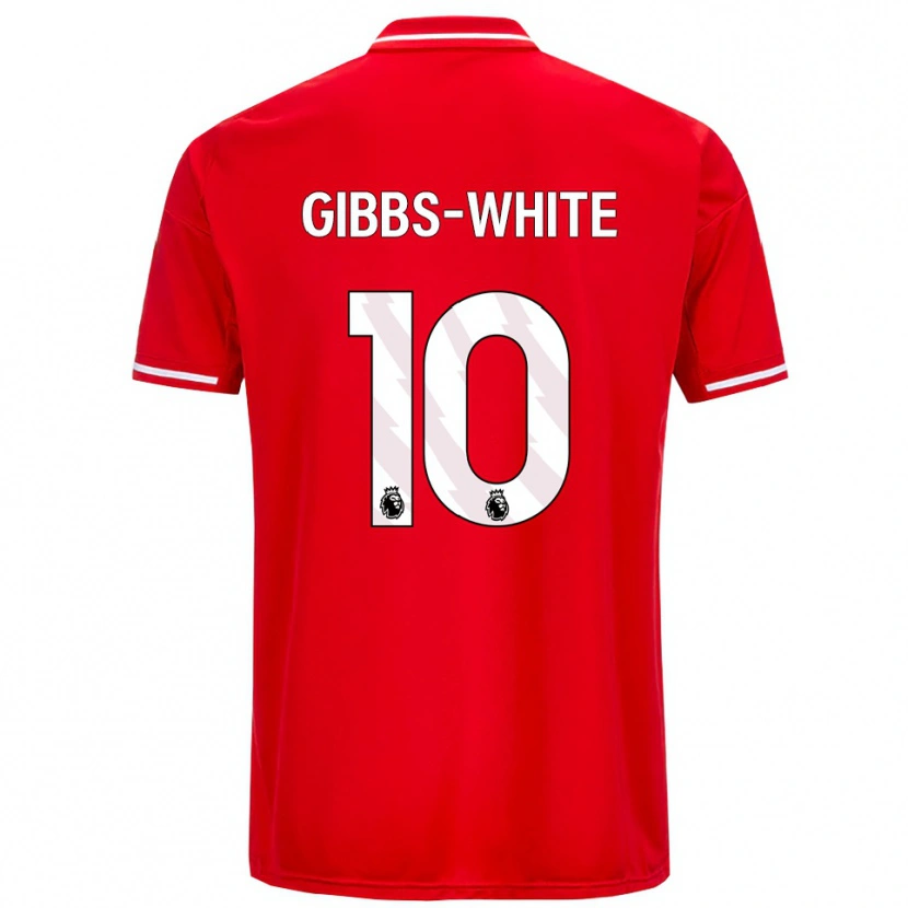 Danxen Mujer Camiseta Morgan Gibbs-White #10 Rojo Blanco 1ª Equipación 2025/26 La Camisa