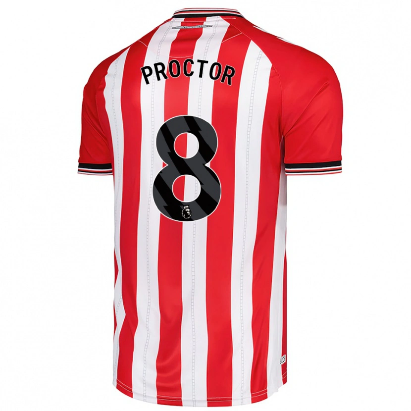 Danxen Mujer Camiseta Tom Proctor #8 Rojo Blanco 1ª Equipación 2025/26 La Camisa