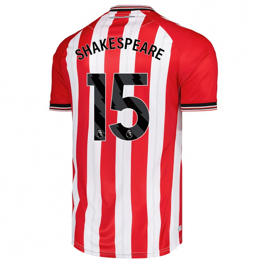 Danxen Mujer Camiseta Caleb Shakespeare #15 Rojo Blanco 1ª Equipación 2025/26 La Camisa