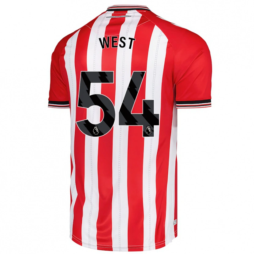 Danxen Mujer Camiseta Ella West #54 Rojo Blanco 1ª Equipación 2025/26 La Camisa