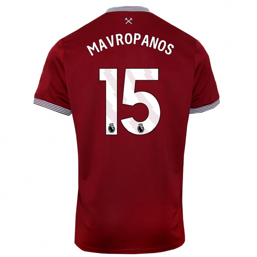 Danxen Mujer Camiseta Konstantinos Mavropanos #15 Borgoña Blanco 1ª Equipación 2025/26 La Camisa