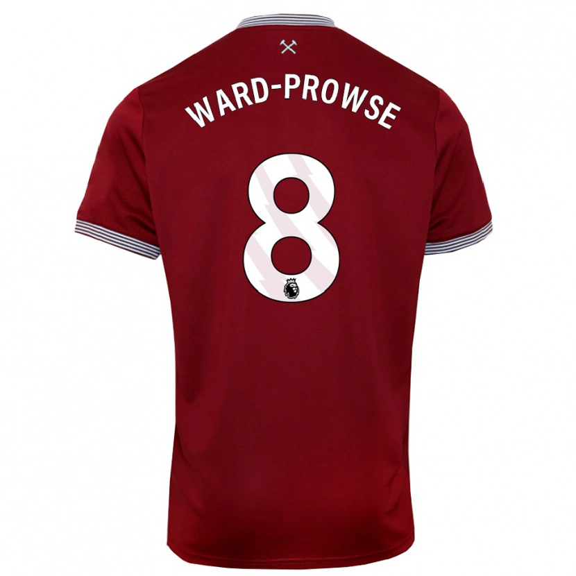 Danxen Mujer Camiseta James Ward-Prowse #8 Borgoña Blanco 1ª Equipación 2025/26 La Camisa