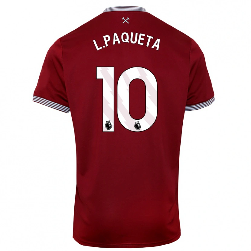 Danxen Mujer Camiseta Lucas Paquetá #10 Borgoña Blanco 1ª Equipación 2025/26 La Camisa