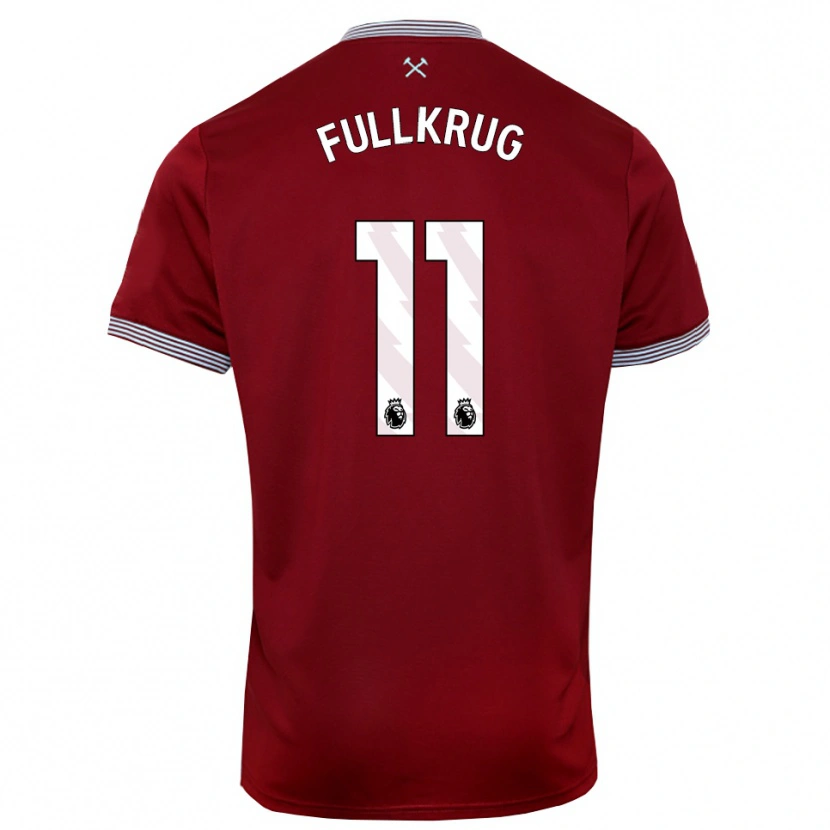 Danxen Mujer Camiseta Niclas Füllkrug #11 Borgoña Blanco 1ª Equipación 2025/26 La Camisa