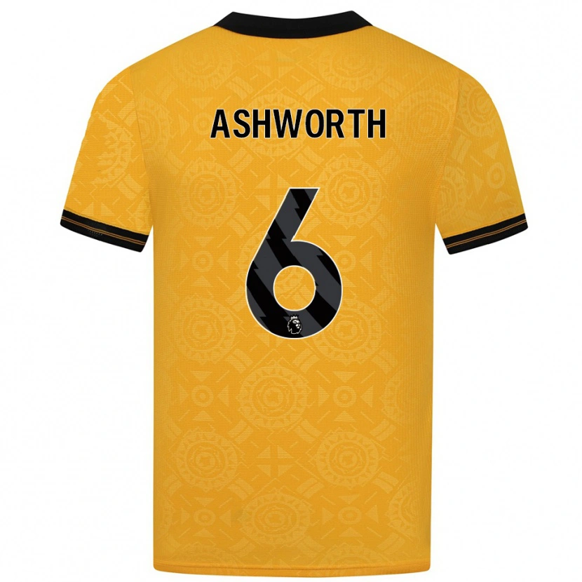 Danxen Mujer Camiseta Finn Ashworth #6 Amarillo Negro 1ª Equipación 2025/26 La Camisa