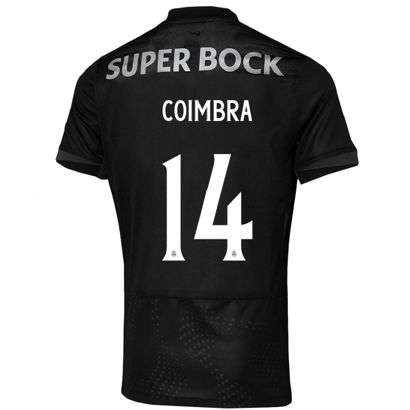 Danxen Mujer Camiseta Telmo Coimbra #14 Negro Blanco 2ª Equipación 2025/26 La Camisa