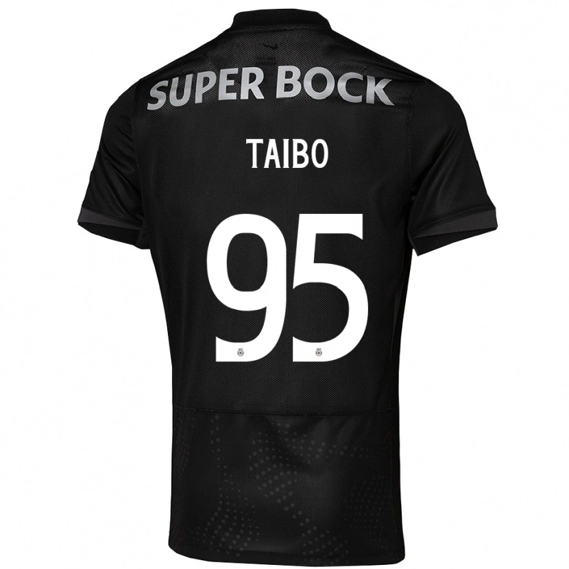 Danxen Mujer Camiseta Lucas Taibo #95 Negro Blanco 2ª Equipación 2025/26 La Camisa