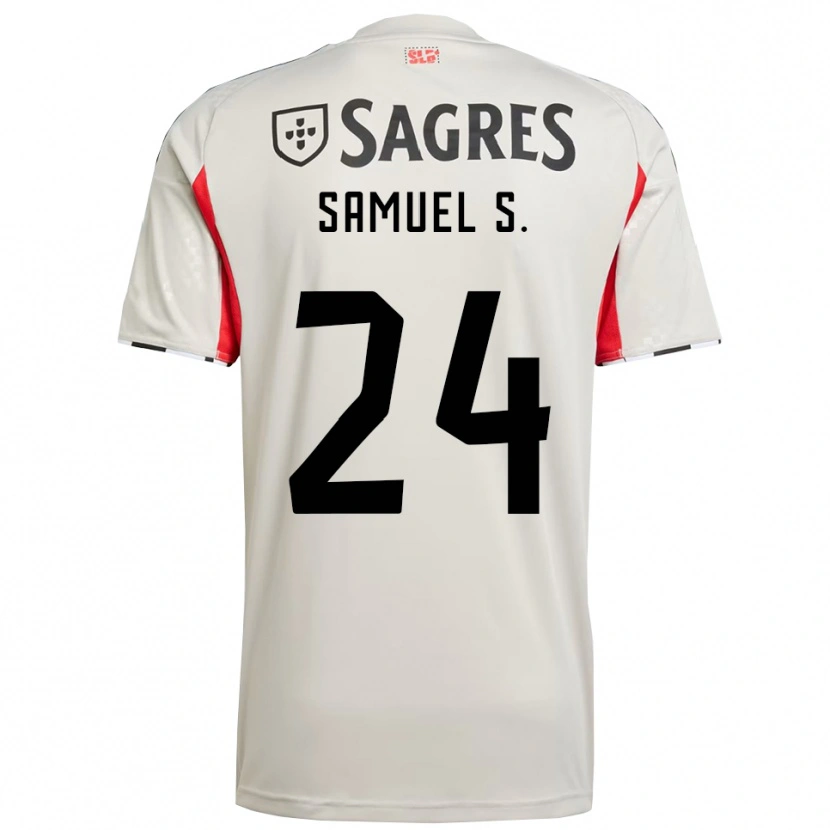 Danxen Mujer Camiseta Samuel Soares #24 Blanco Roto Rojo 2ª Equipación 2025/26 La Camisa