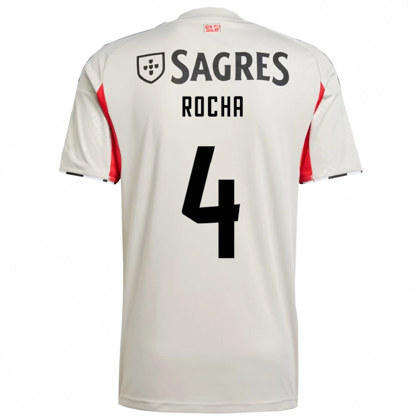 Danxen Mujer Camiseta Diogo Rocha #4 Blanco Roto Rojo 2ª Equipación 2025/26 La Camisa