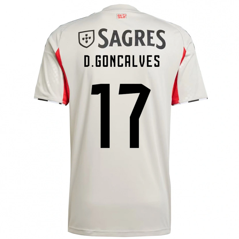 Danxen Mujer Camiseta Diogo Goncalves #17 Blanco Roto Rojo 2ª Equipación 2025/26 La Camisa