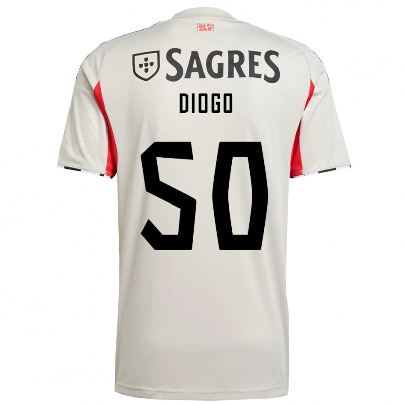 Danxen Mujer Camiseta Diogo Ferreira #50 Blanco Roto Rojo 2ª Equipación 2025/26 La Camisa