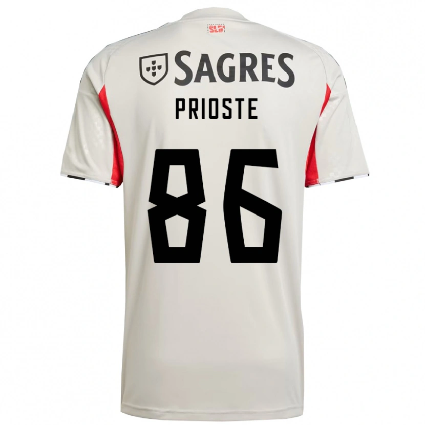 Danxen Mujer Camiseta Diogo Prioste #86 Blanco Roto Rojo 2ª Equipación 2025/26 La Camisa