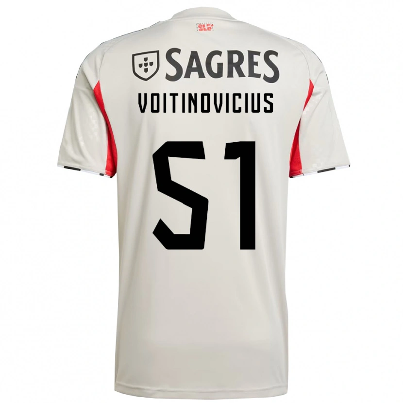 Danxen Mujer Camiseta Arnas Voitinovičius #51 Blanco Roto Rojo 2ª Equipación 2025/26 La Camisa