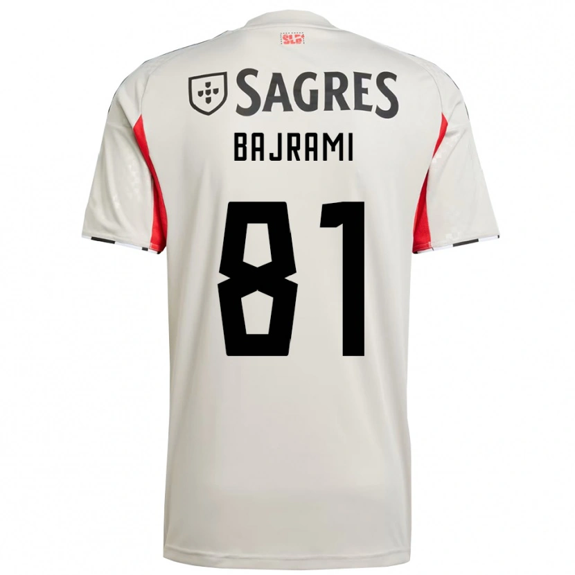 Danxen Mujer Camiseta Adrian Bajrami #81 Blanco Roto Rojo 2ª Equipación 2025/26 La Camisa