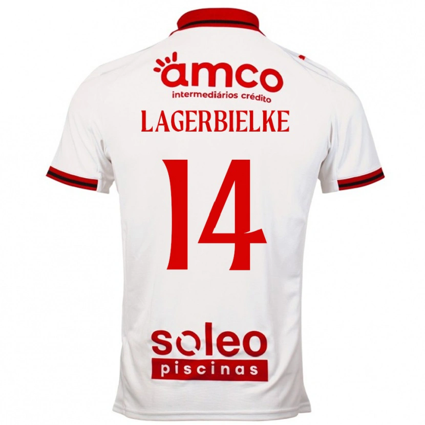 Danxen Mujer Camiseta Gustaf Lagerbielke #14 Blanco Rojo 2ª Equipación 2025/26 La Camisa