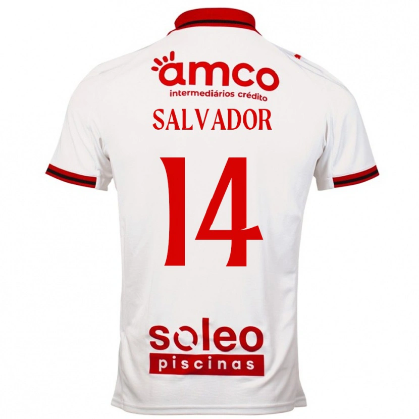 Danxen Mujer Camiseta João Salvador #14 Blanco Rojo 2ª Equipación 2025/26 La Camisa