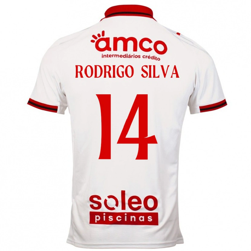 Danxen Mujer Camiseta Rodrigo Silva #14 Blanco Rojo 2ª Equipación 2025/26 La Camisa