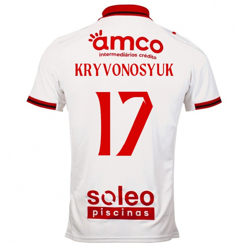 Danxen Mujer Camiseta Leonardo Kryvonosyuk #17 Blanco Rojo 2ª Equipación 2025/26 La Camisa