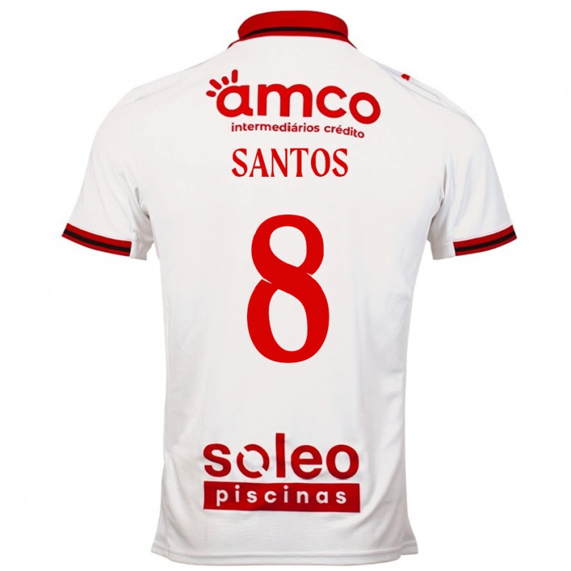 Danxen Mujer Camiseta Vicente Santos #8 Blanco Rojo 2ª Equipación 2025/26 La Camisa