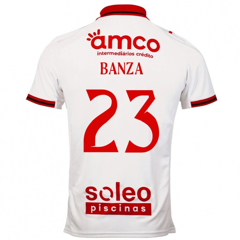 Danxen Mujer Camiseta Simon Banza #23 Blanco Rojo 2ª Equipación 2025/26 La Camisa