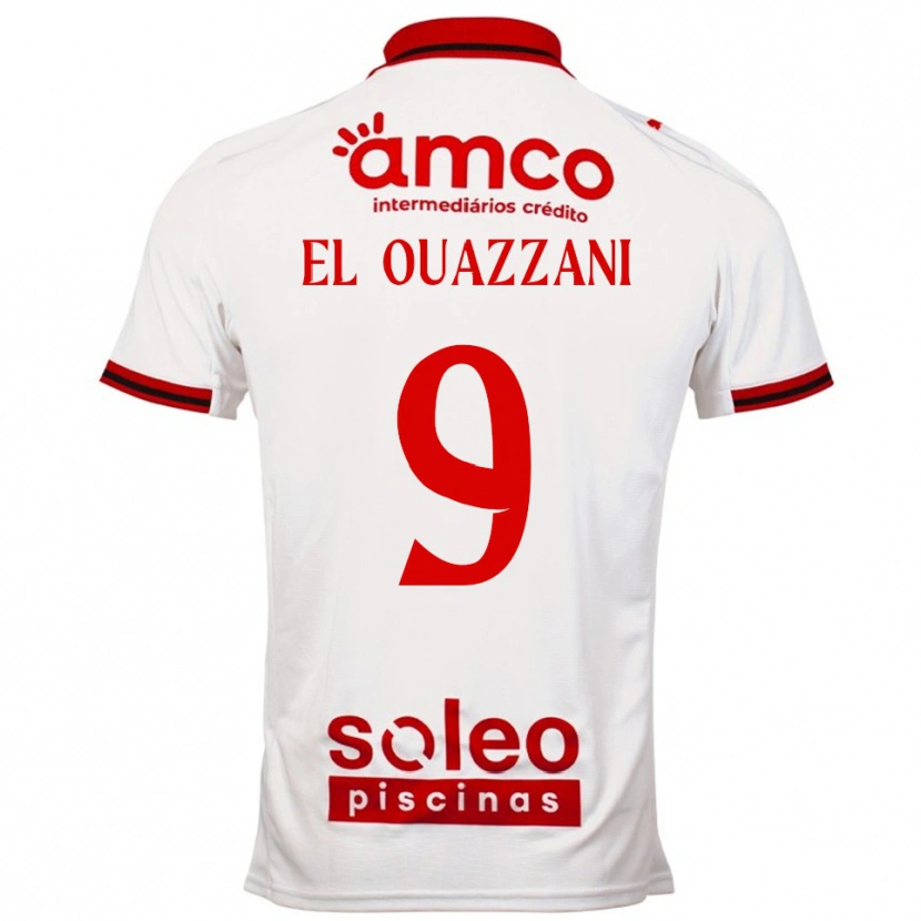 Danxen Mujer Camiseta Amine El Ouazzani #9 Blanco Rojo 2ª Equipación 2025/26 La Camisa